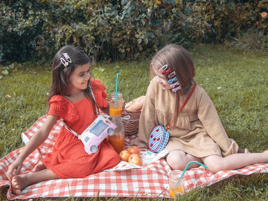 Cherry Pom Pom Gingham Bag