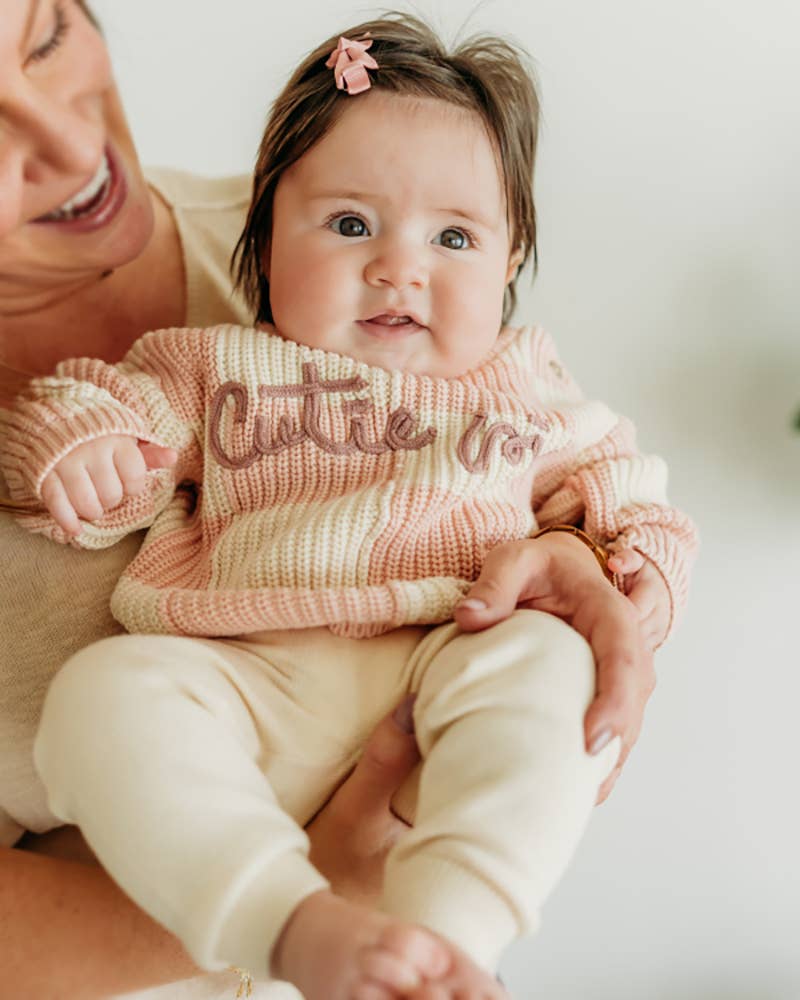 Viverano Organics Cutie Pie Checkered Slouchy Knit Baby Pullover