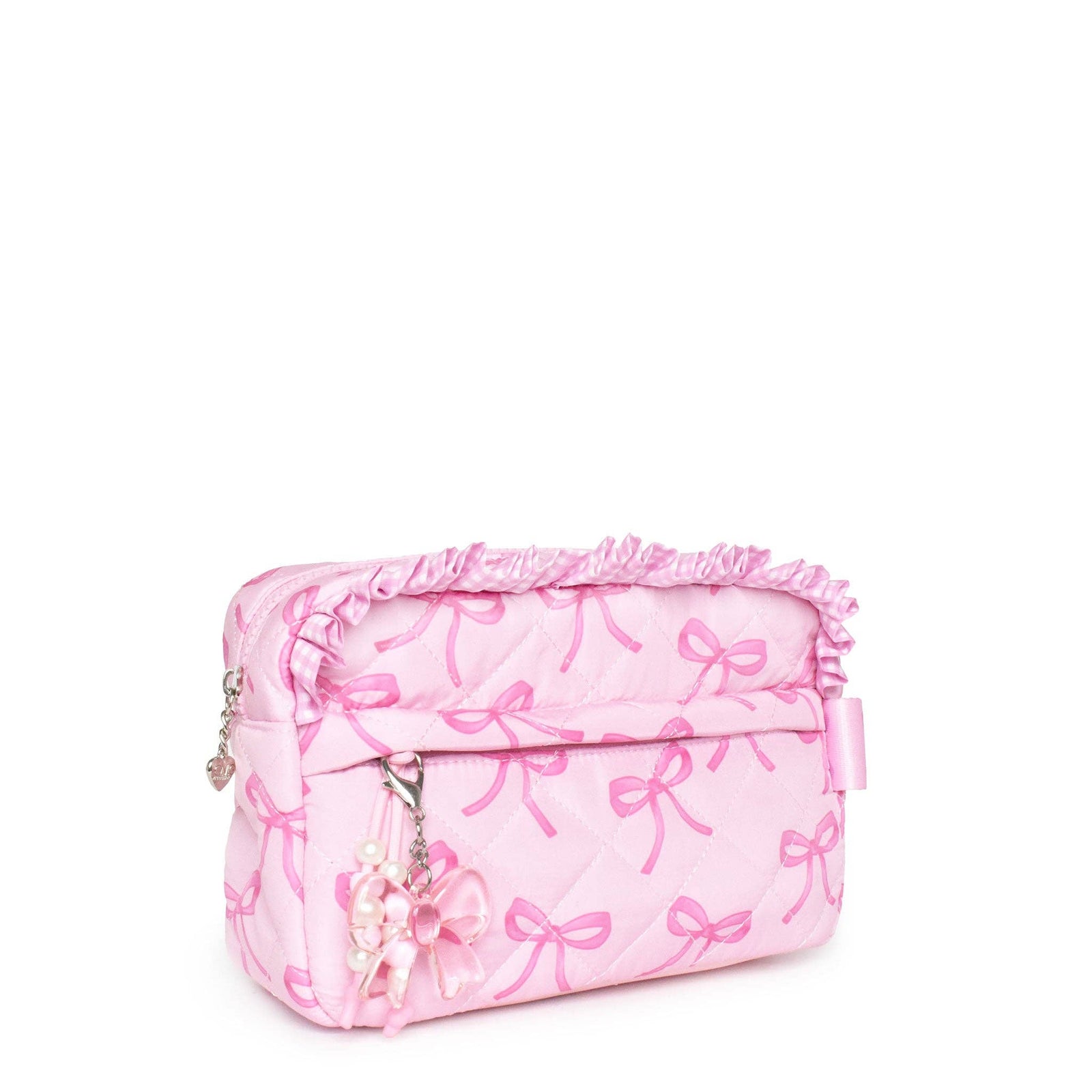 OMG Accessories Quilted Bow Printed Pouch with Charm