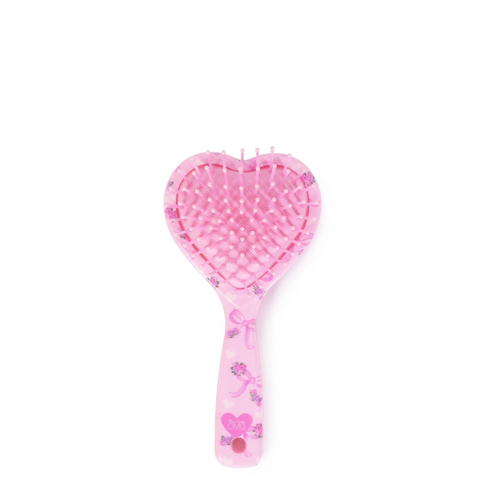 OMG Accessories Heart Bow Printed Heart Shaped Hairbrush