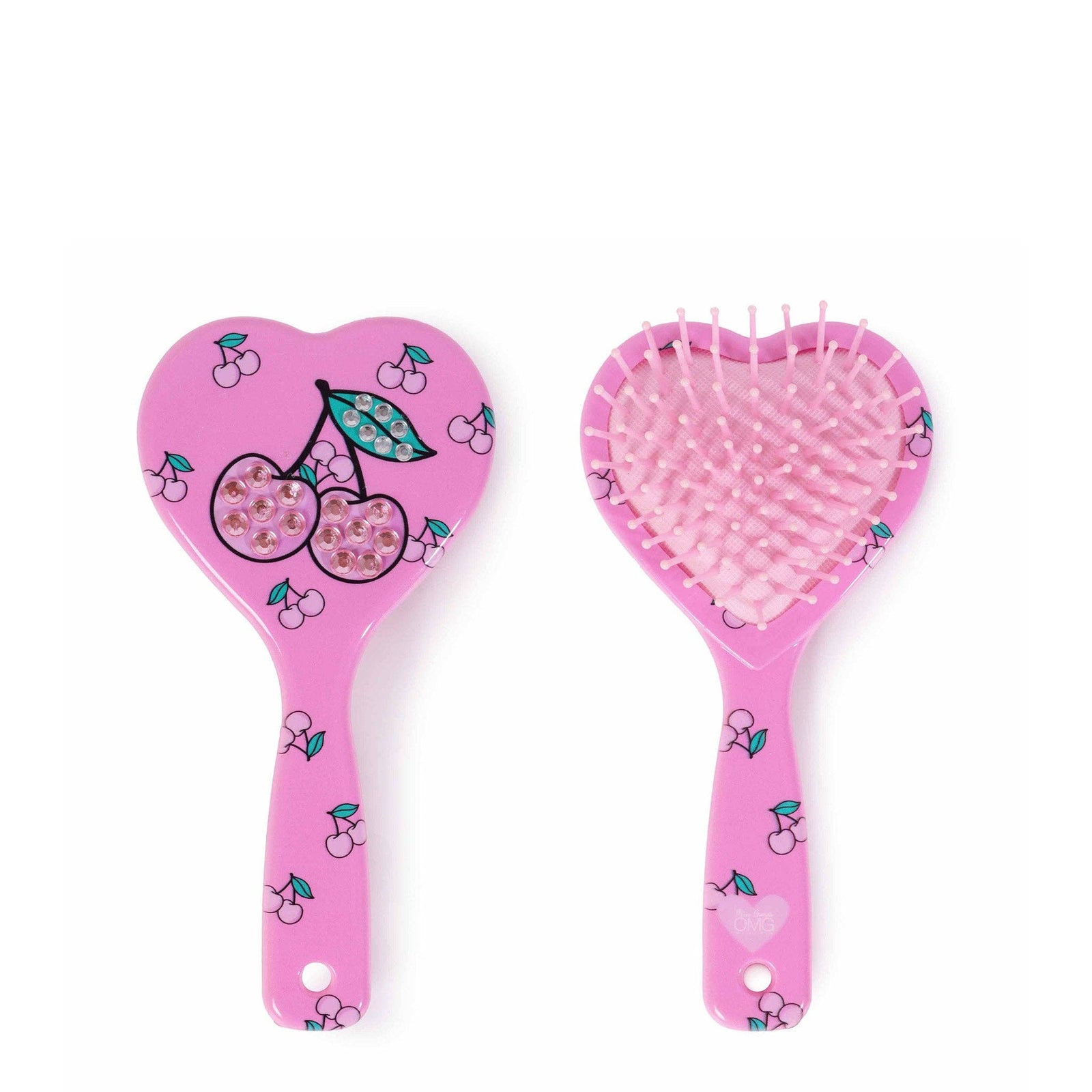 OMG Accessories Cherry Printed Heart Shaped Hairbrush