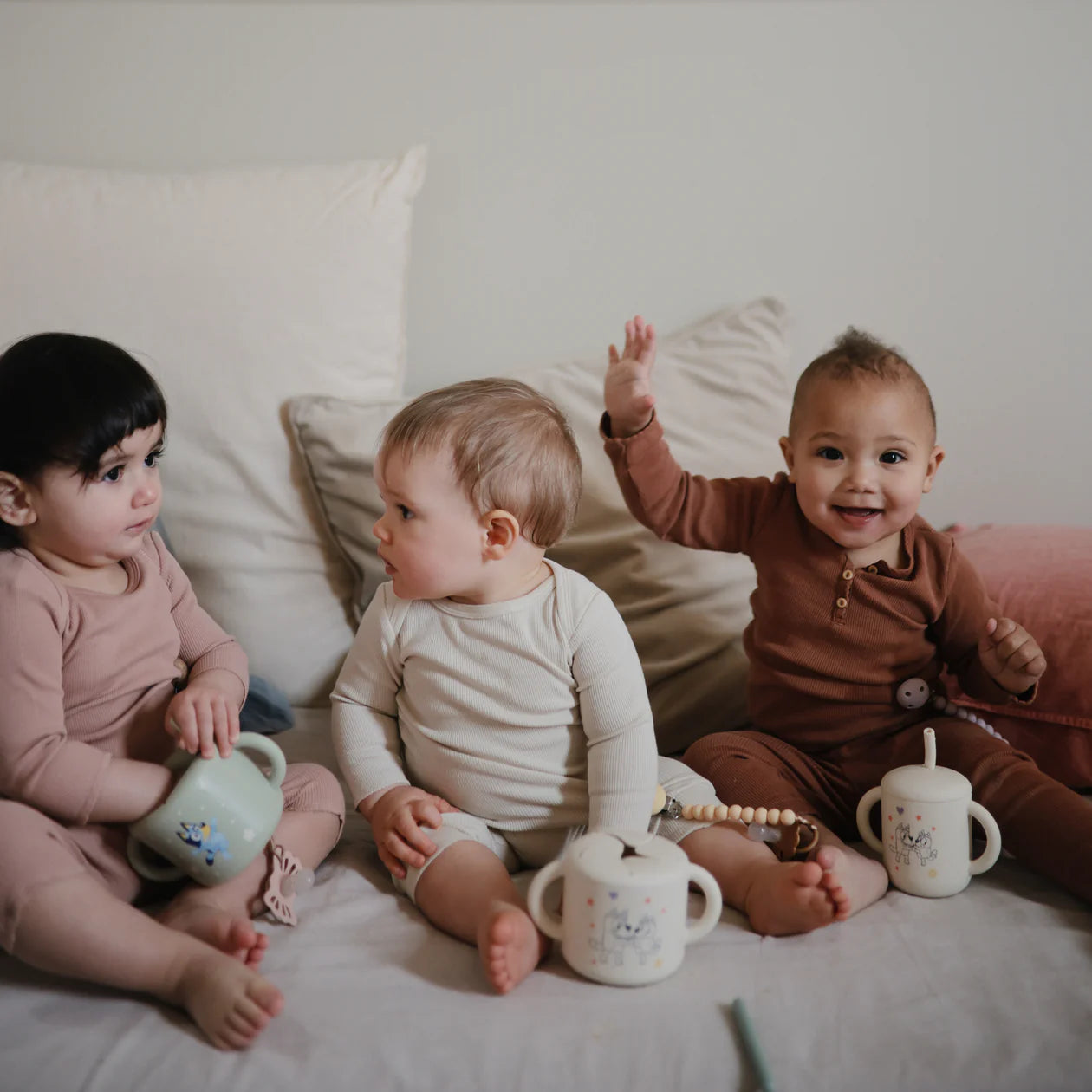 Bluey x Mushie Silicone Training Cup + Straw | Blue Sage