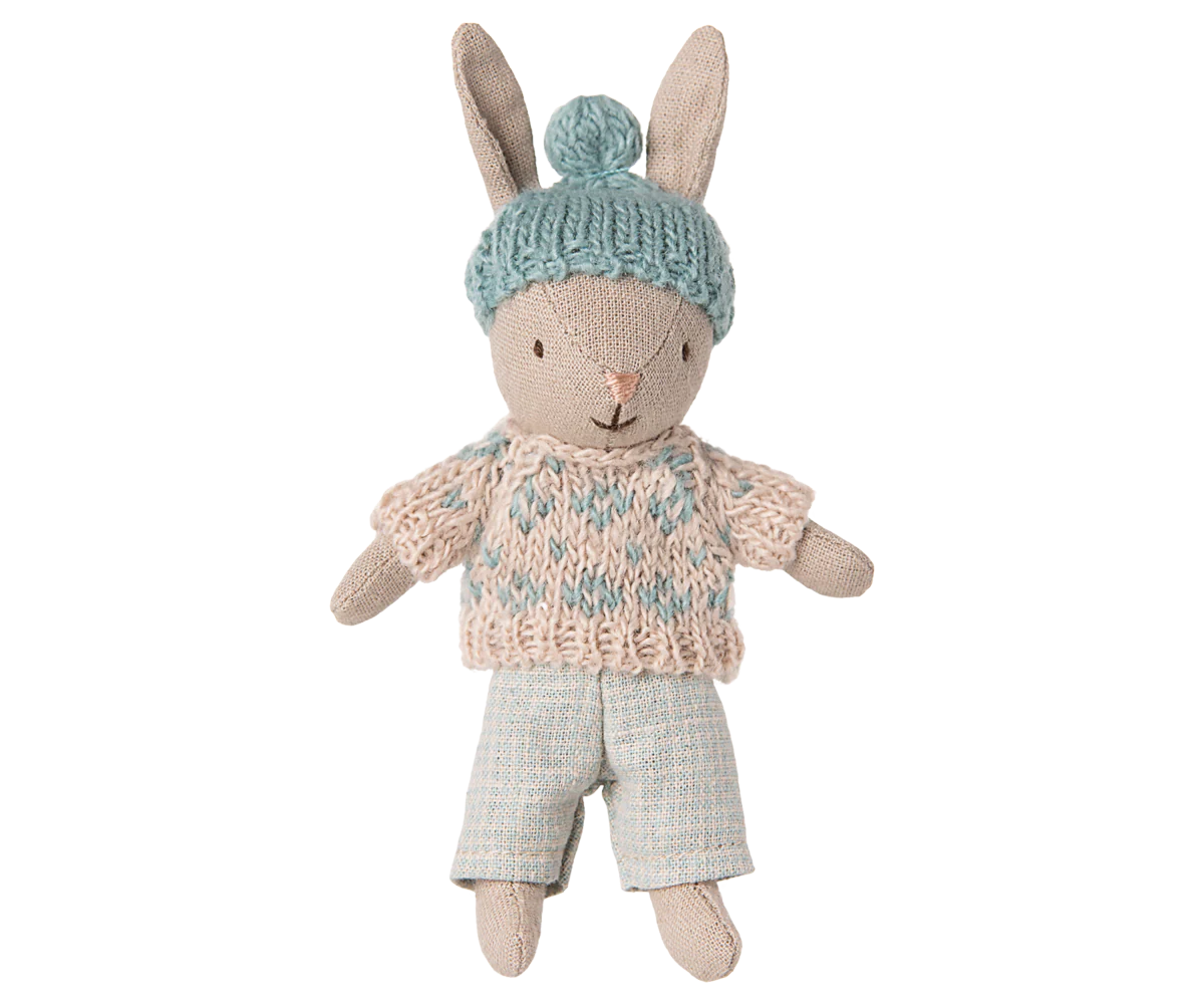 Maileg Micro Winter Rabbit | Sand + Mint