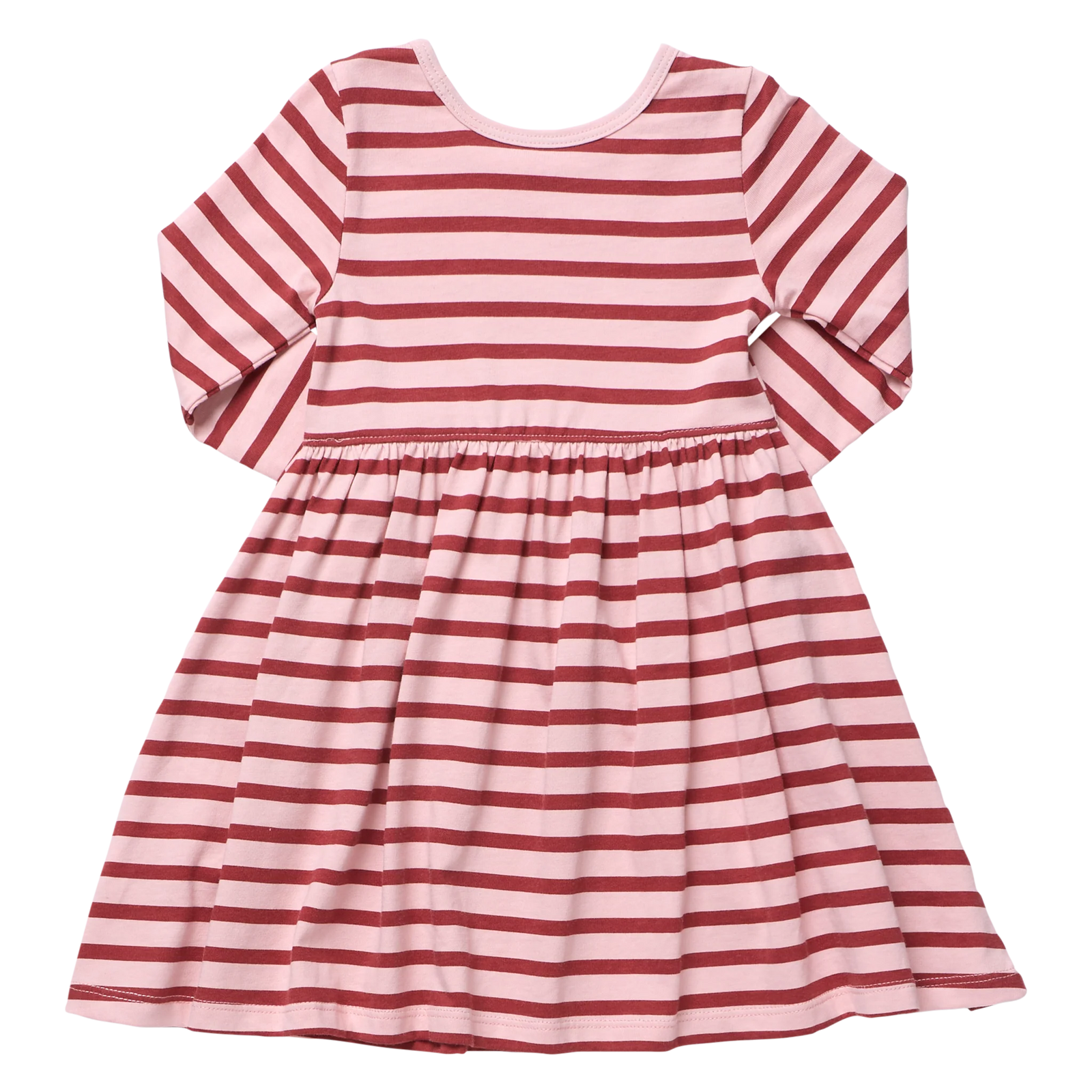 Coop Kids Long Sleeve Sunny Dress | Pink Burgundy Stripe