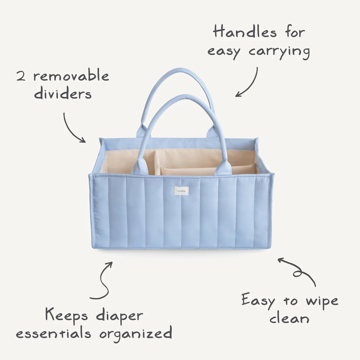 Mushie Diaper Caddy | Blue Check
