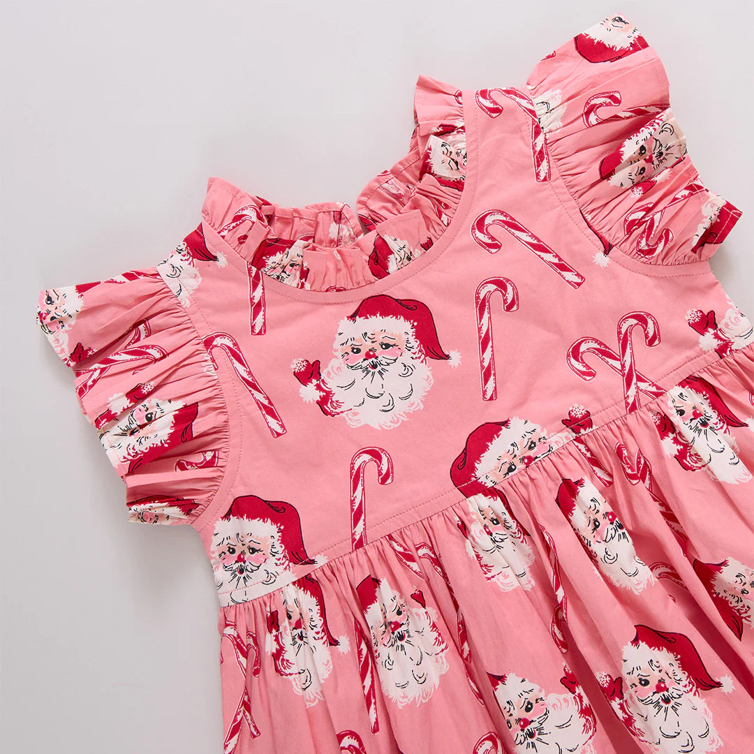 Pink Chicken Baby Girls' Jennifer Dress Set | Pink Candy Cane Santa