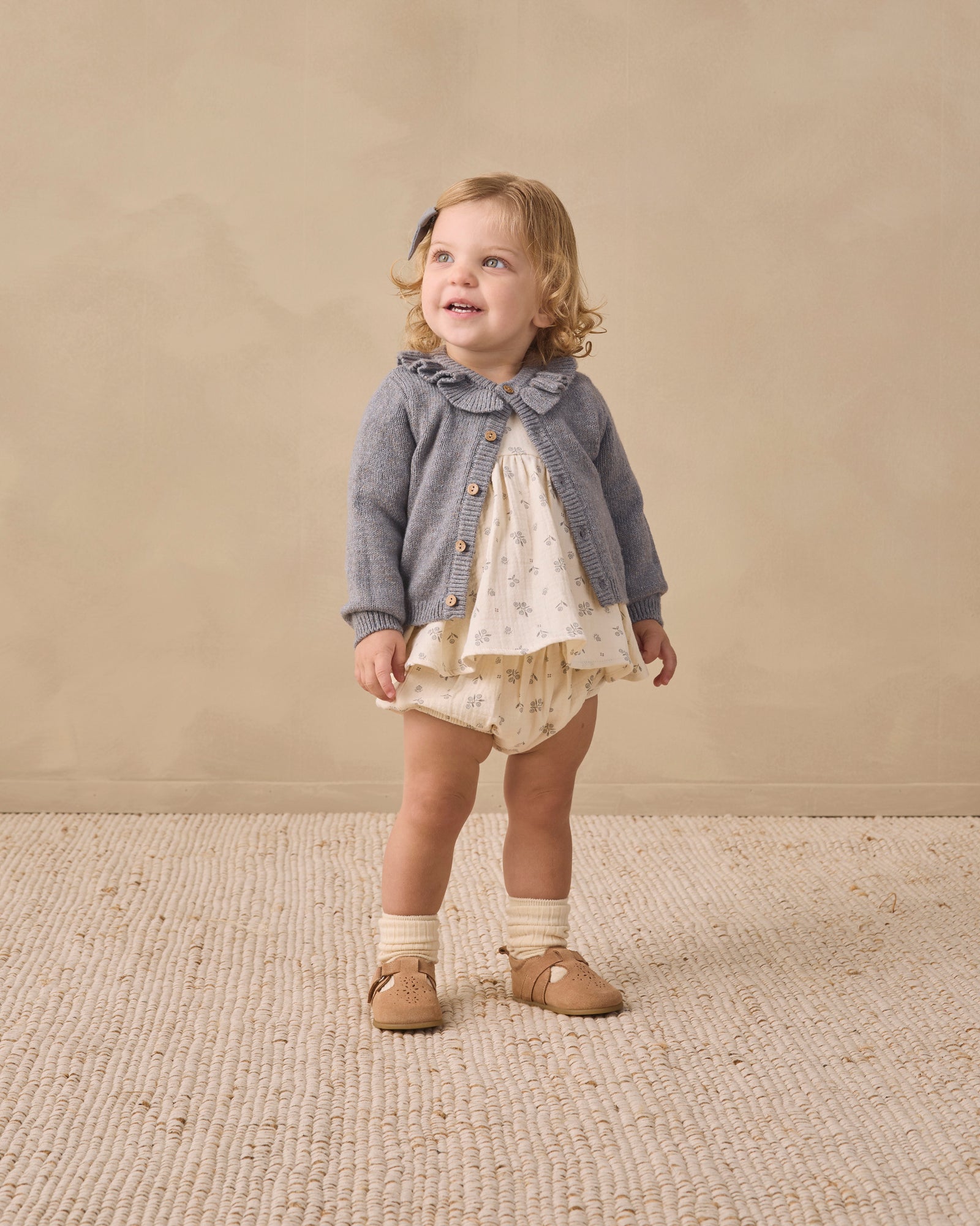 Quincy Mae Ruffle Cardigan | Heathered Slate