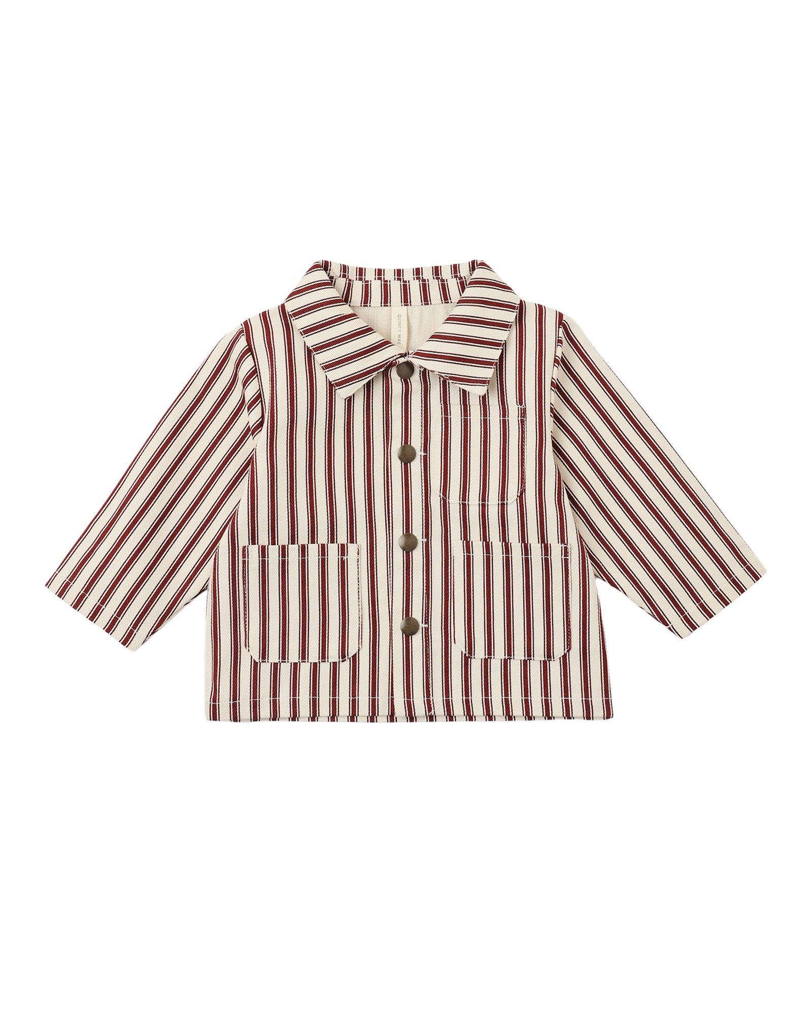 Quincy Mae Utility Jacket | Black Cherry Pinstripe