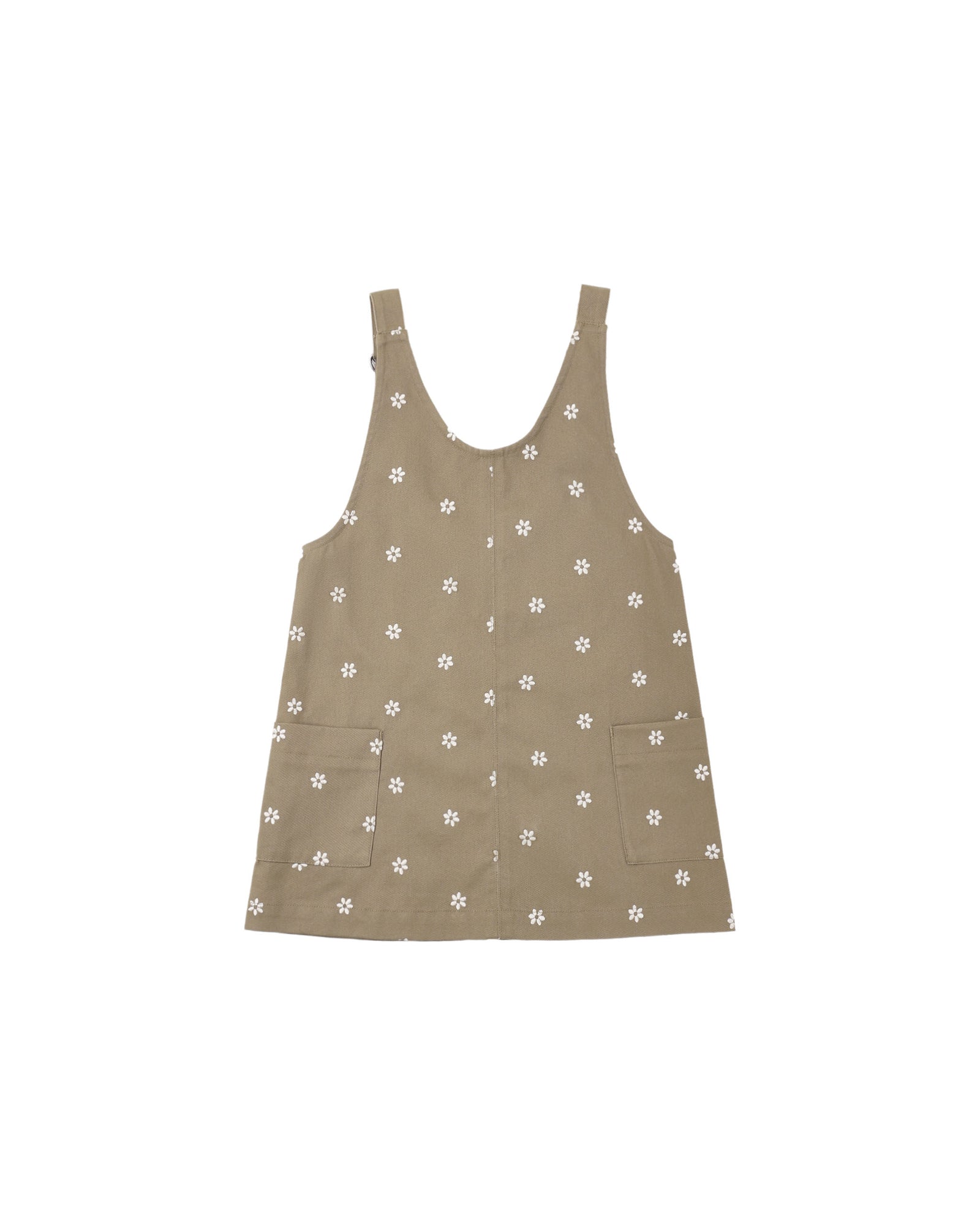 Rylee + Cru V Neck Overall Dress | Embroidered Daisies