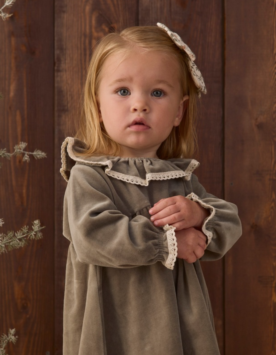 Quincy Mae Velour Baby Dress | Spruce