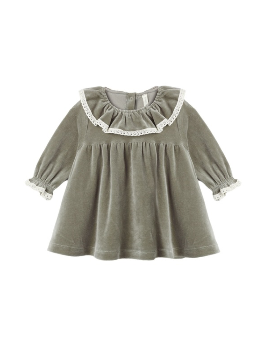 Quincy Mae Velour Baby Dress | Spruce