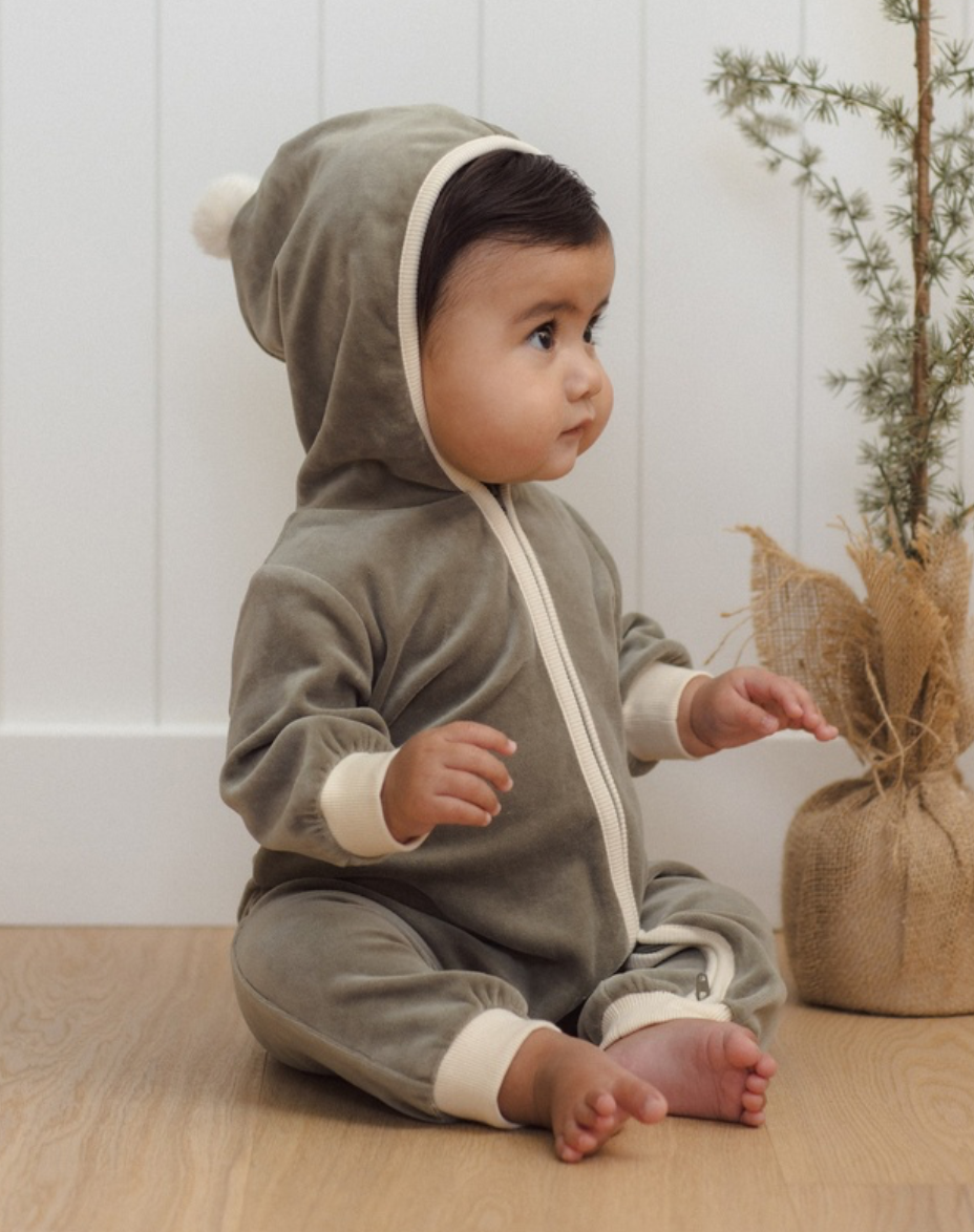 Quincy Mae Velour Zip Jumpsuit | Spruce
