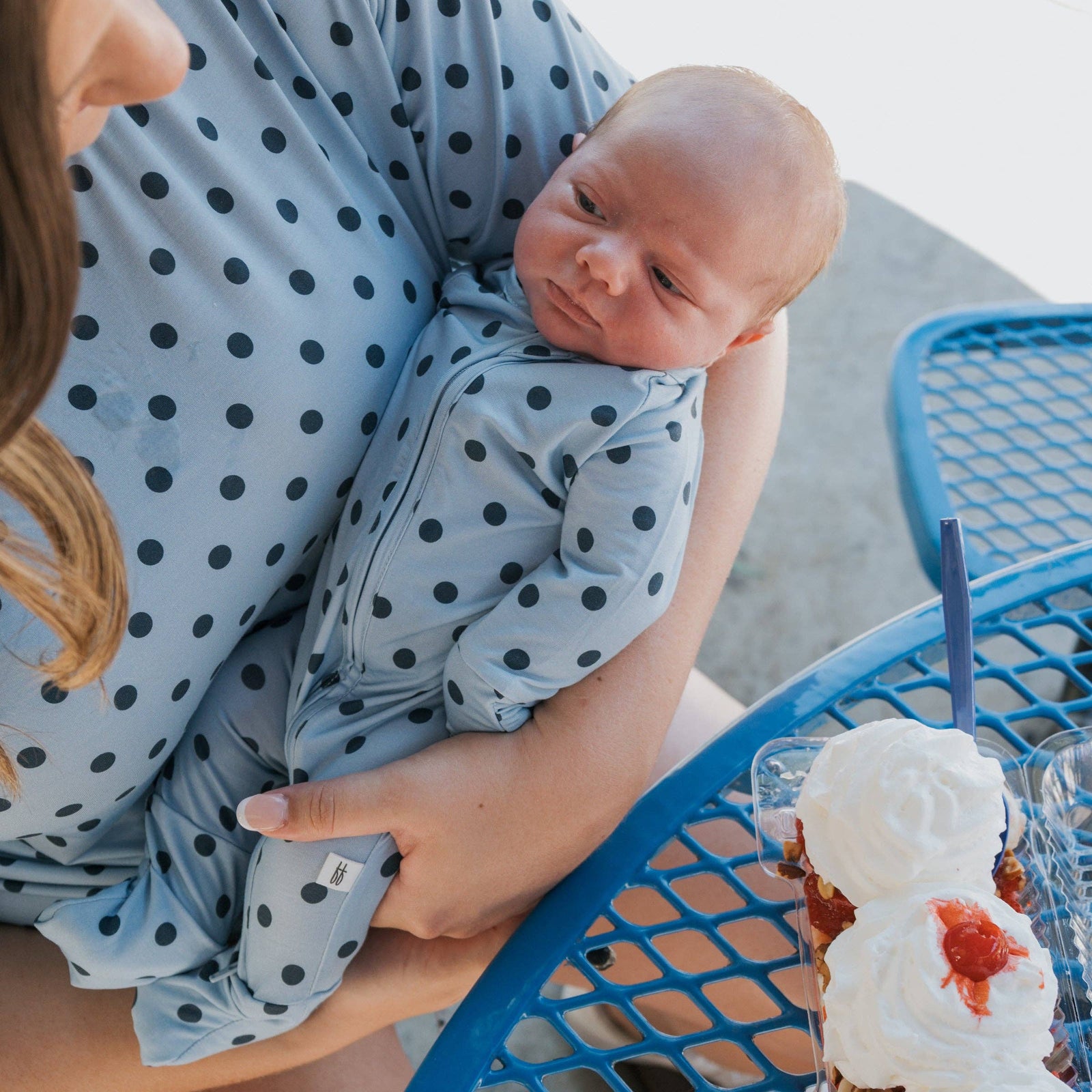 Forever French Baby Bamboo Zip Pajamas | Sully Blue Polka Dot