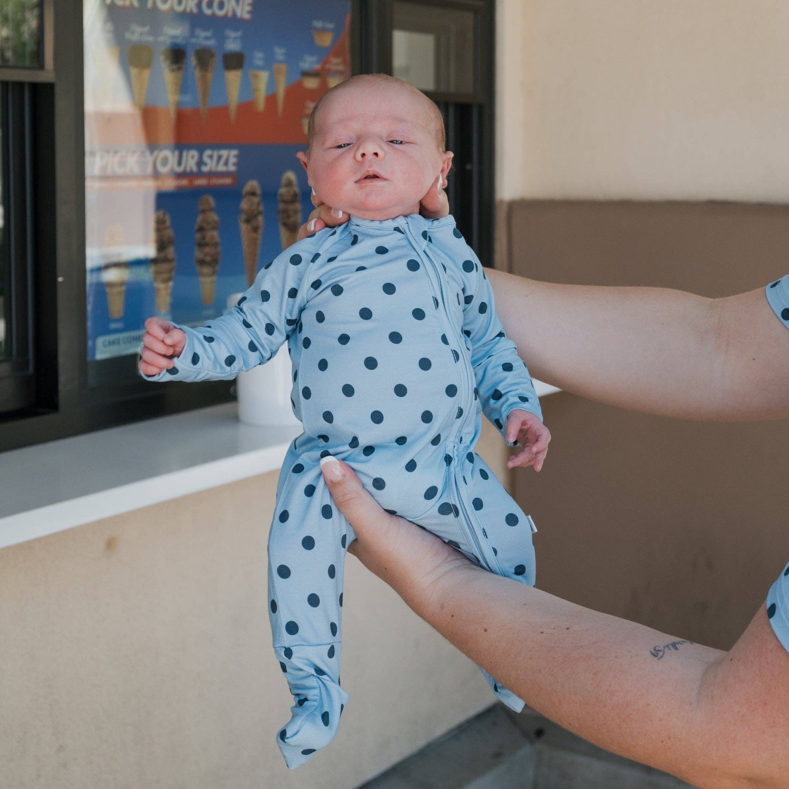Forever French Baby Bamboo Zip Pajamas | Sully Blue Polka Dot