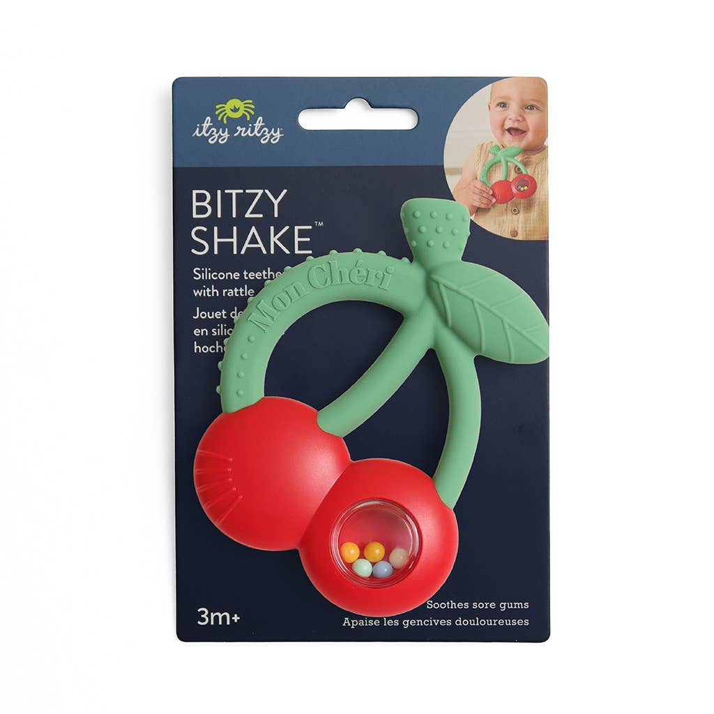Itzy Ritzy Bitzy Shake Silicone Teether with Rattle | Cherry