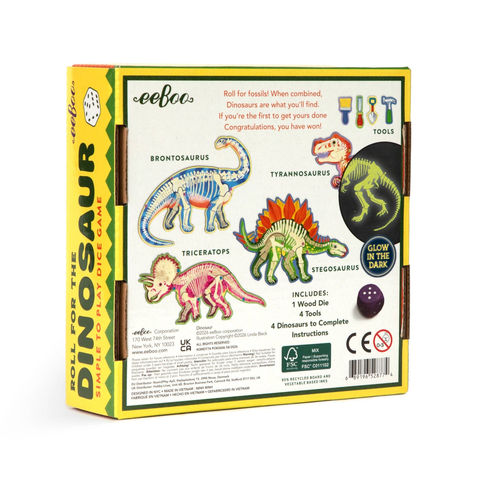 eeBoo Roll for the Dinosaur Dice Game