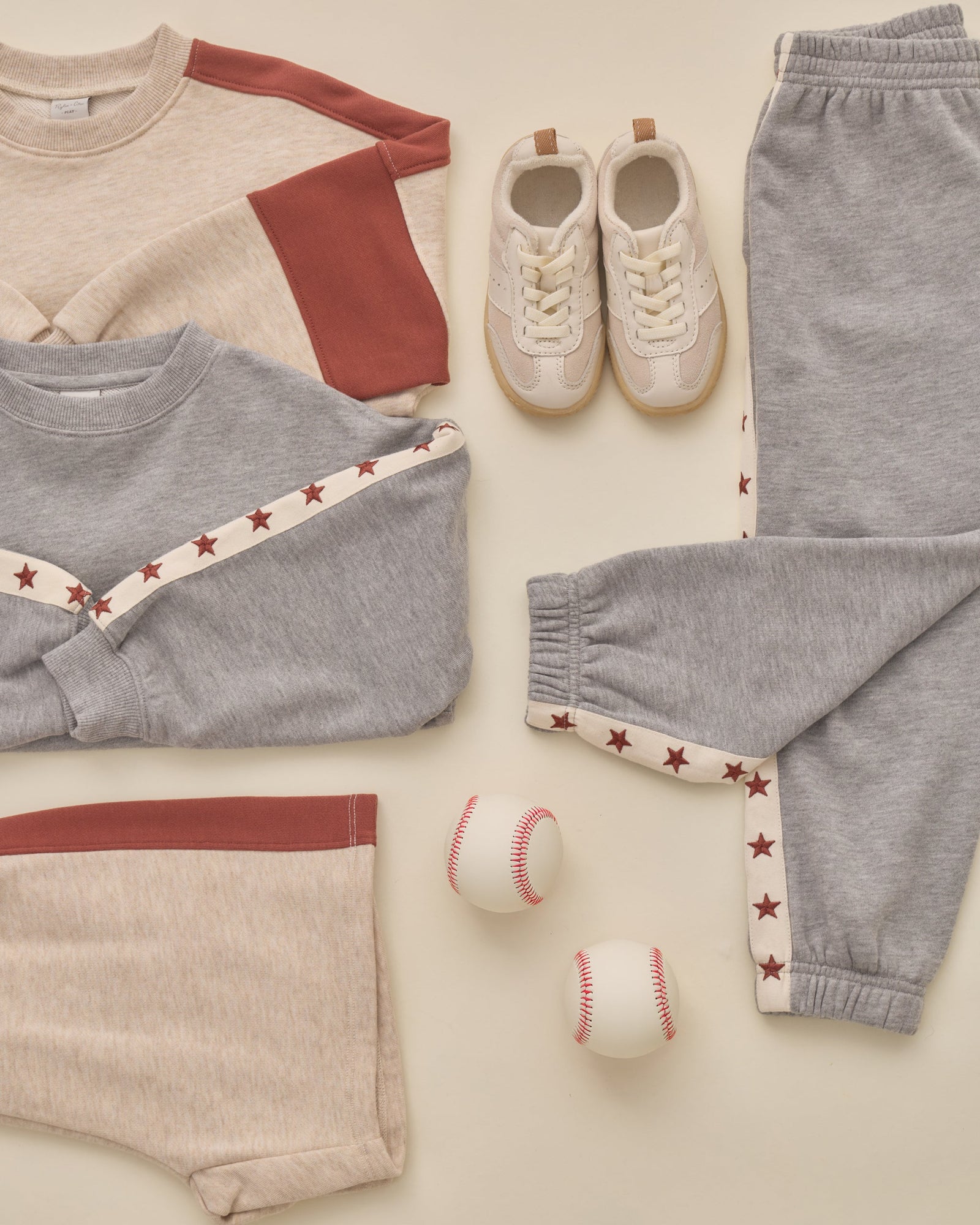 Rylee + Cru Paneled Sweatpant | Heathered Dusty Blue