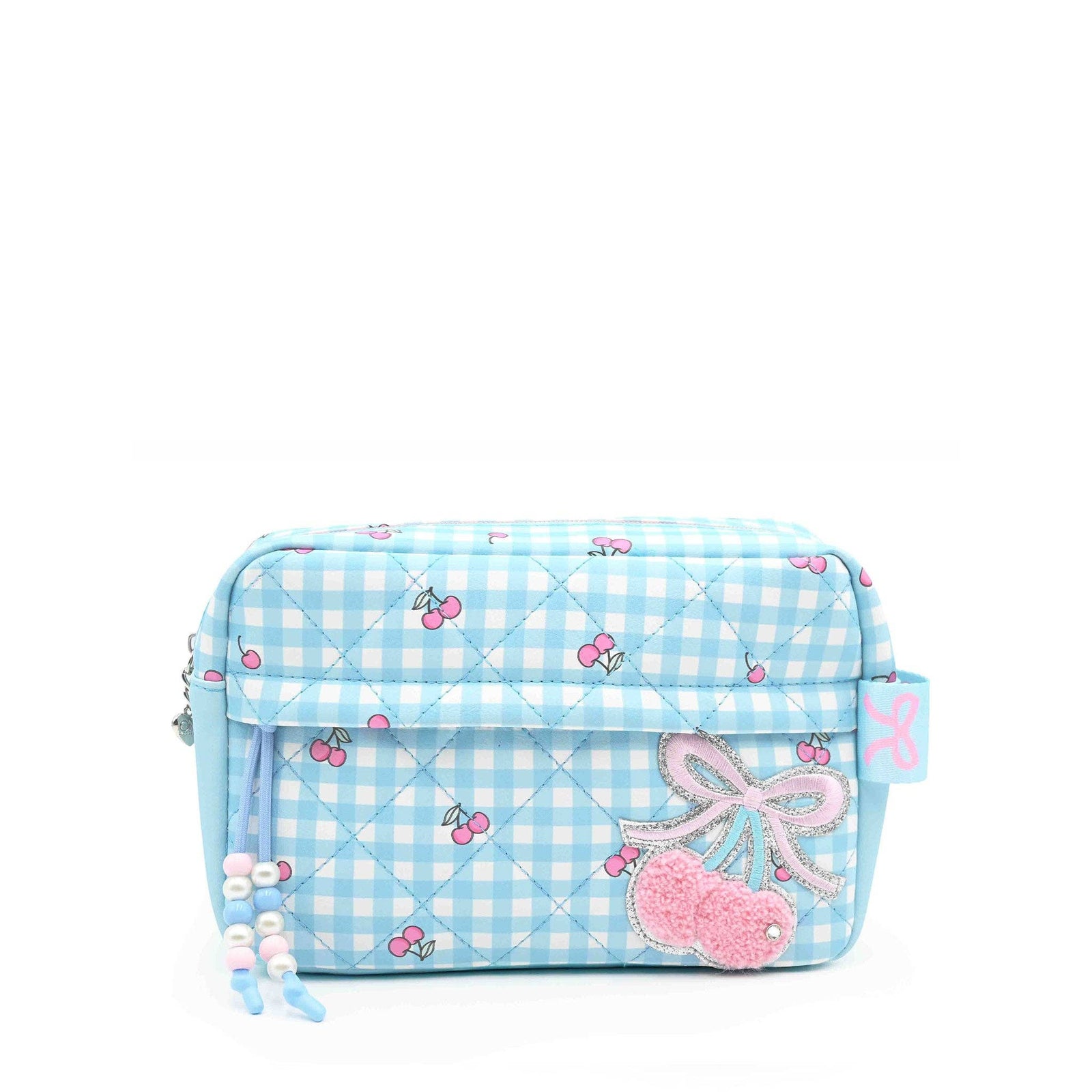 OMG Accessories Quilted Cherry and Gingham Printed Pouch