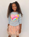 Lola and the Boys Rainbow Sparkle Heart Sweatshirt