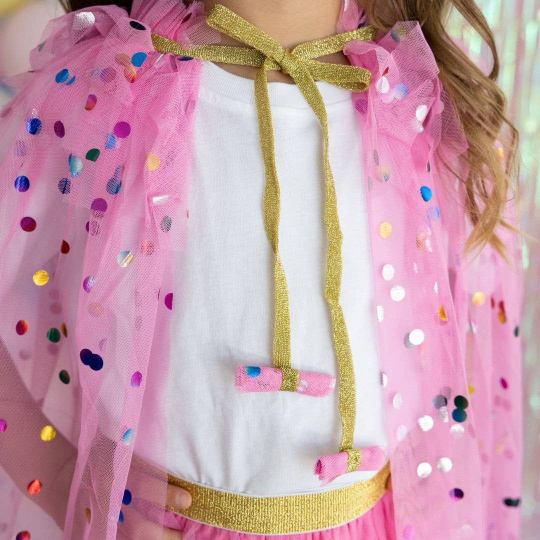 Raspberry Confetti Cape | Kids Dress Up Cape