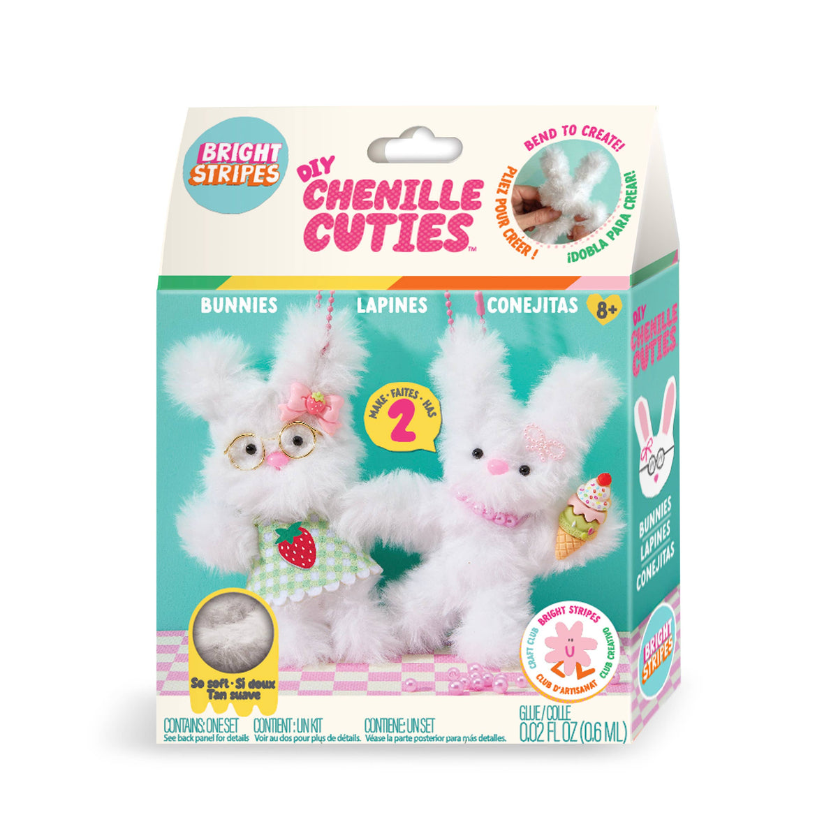 Bright Stripes DIY Chenille Cuties Keychains | Bunnies