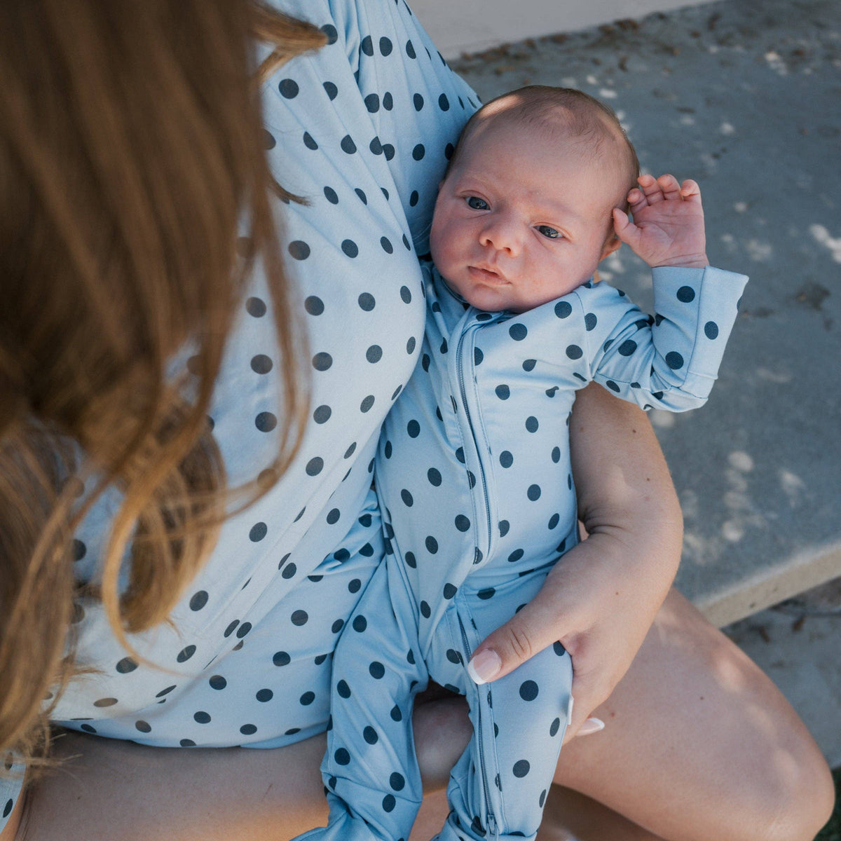 Forever French Baby Bamboo Zip Pajamas | Sully Blue Polka Dot