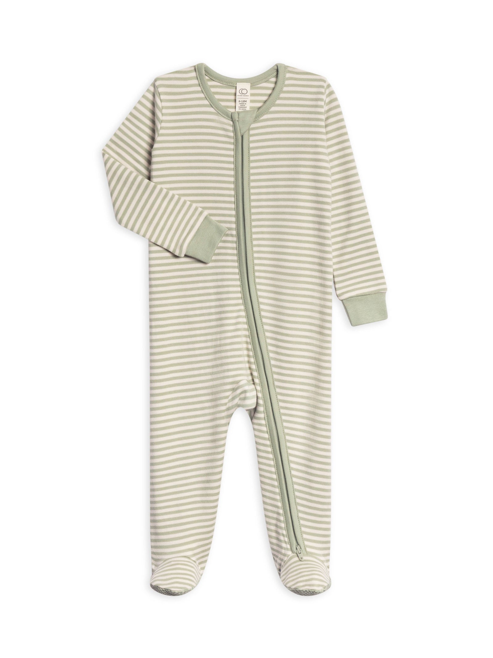 Colored Organics Peyton Zipper Sleeper | Mint Stripe