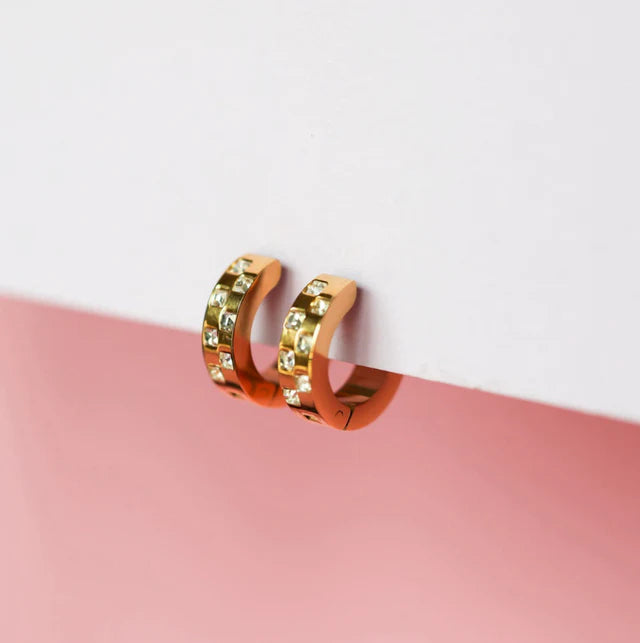 Pierced Co. Diamond Checkered Huggies