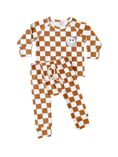 Checkered Smiley Lounge Set | Copper