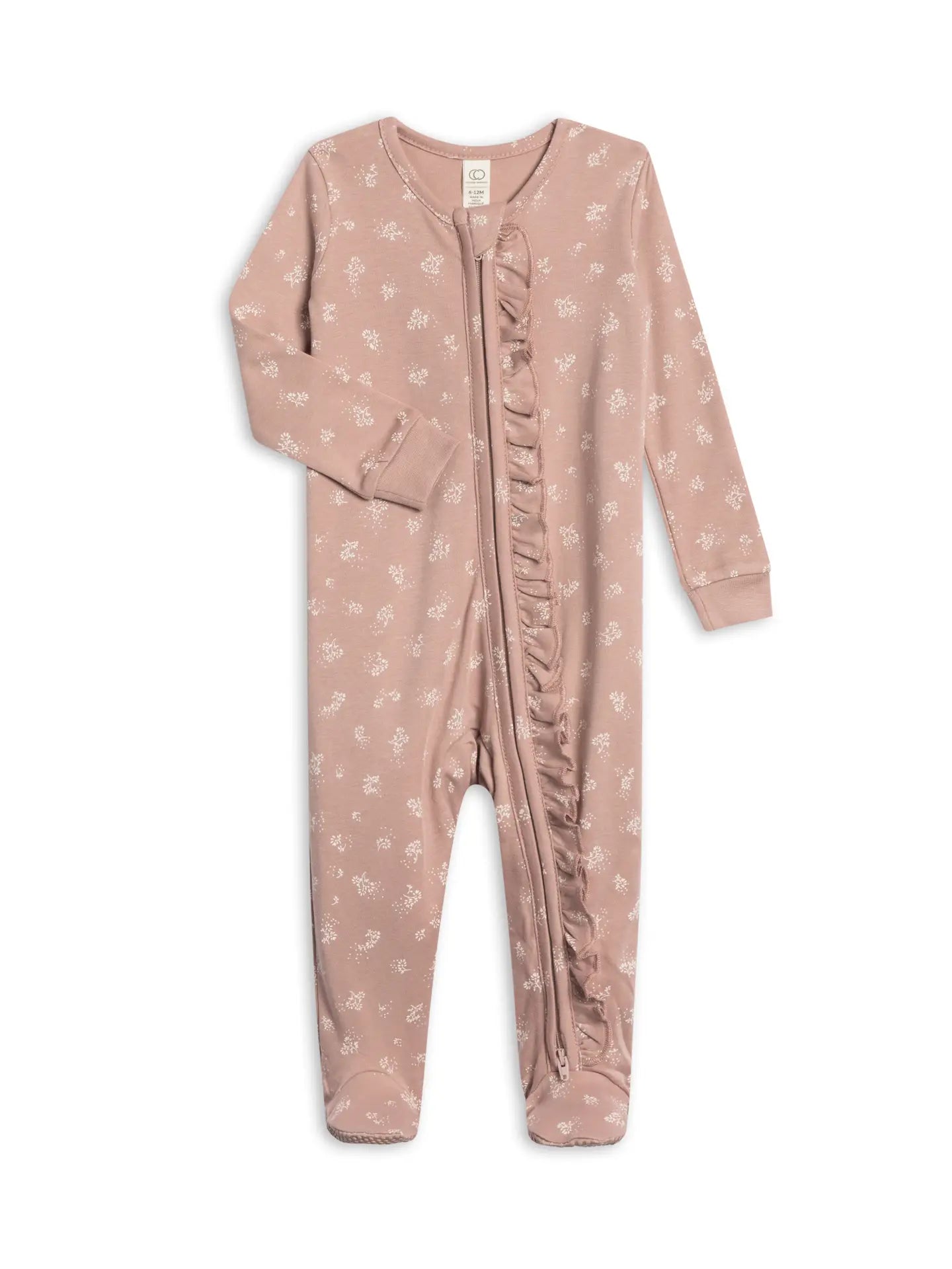 Colored Organics Neve Ruffle Zipper Sleeper | Ophelia Floral Mauve