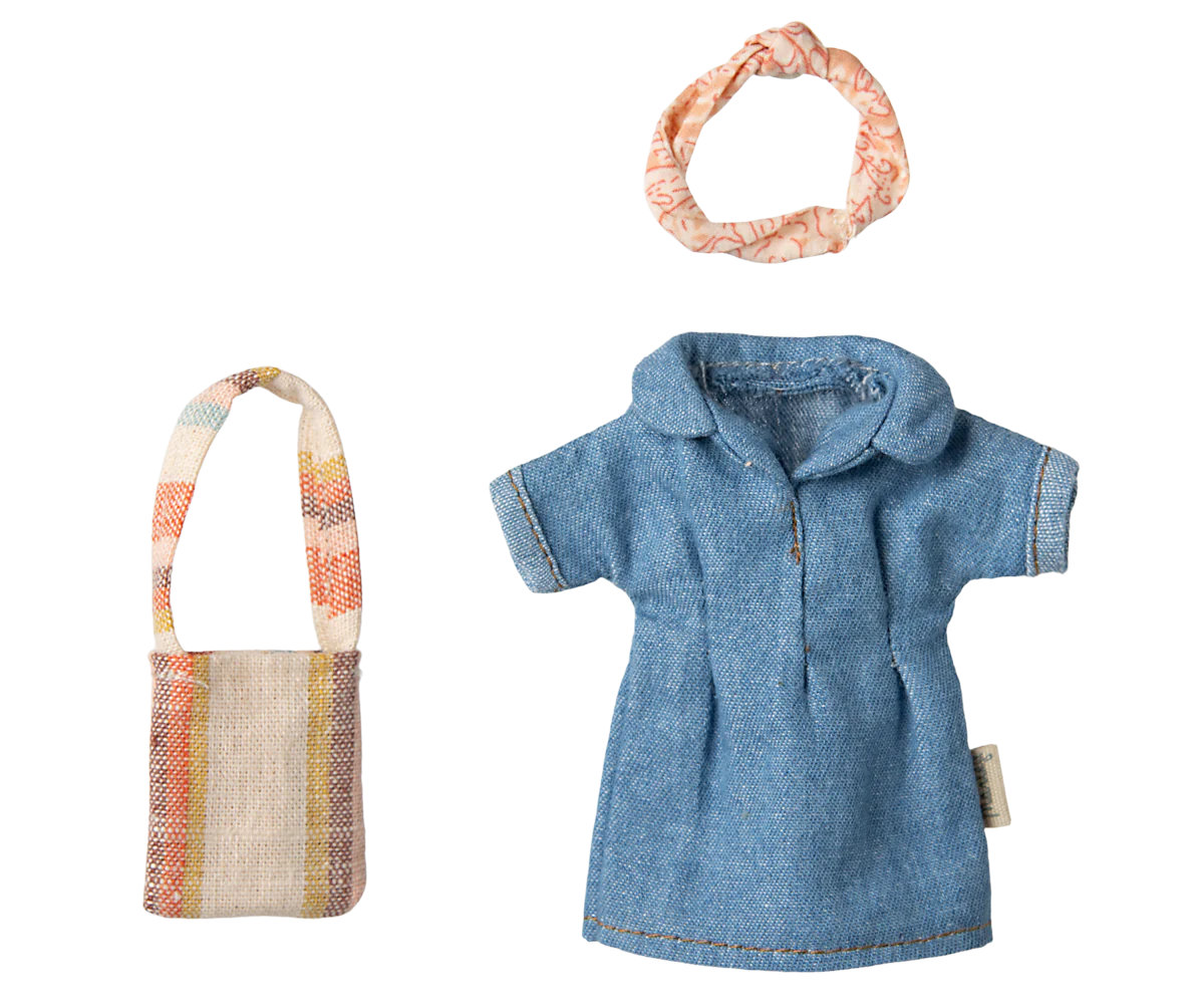 Maileg Denim Dress, Headband, + Bag | Mum Mouse