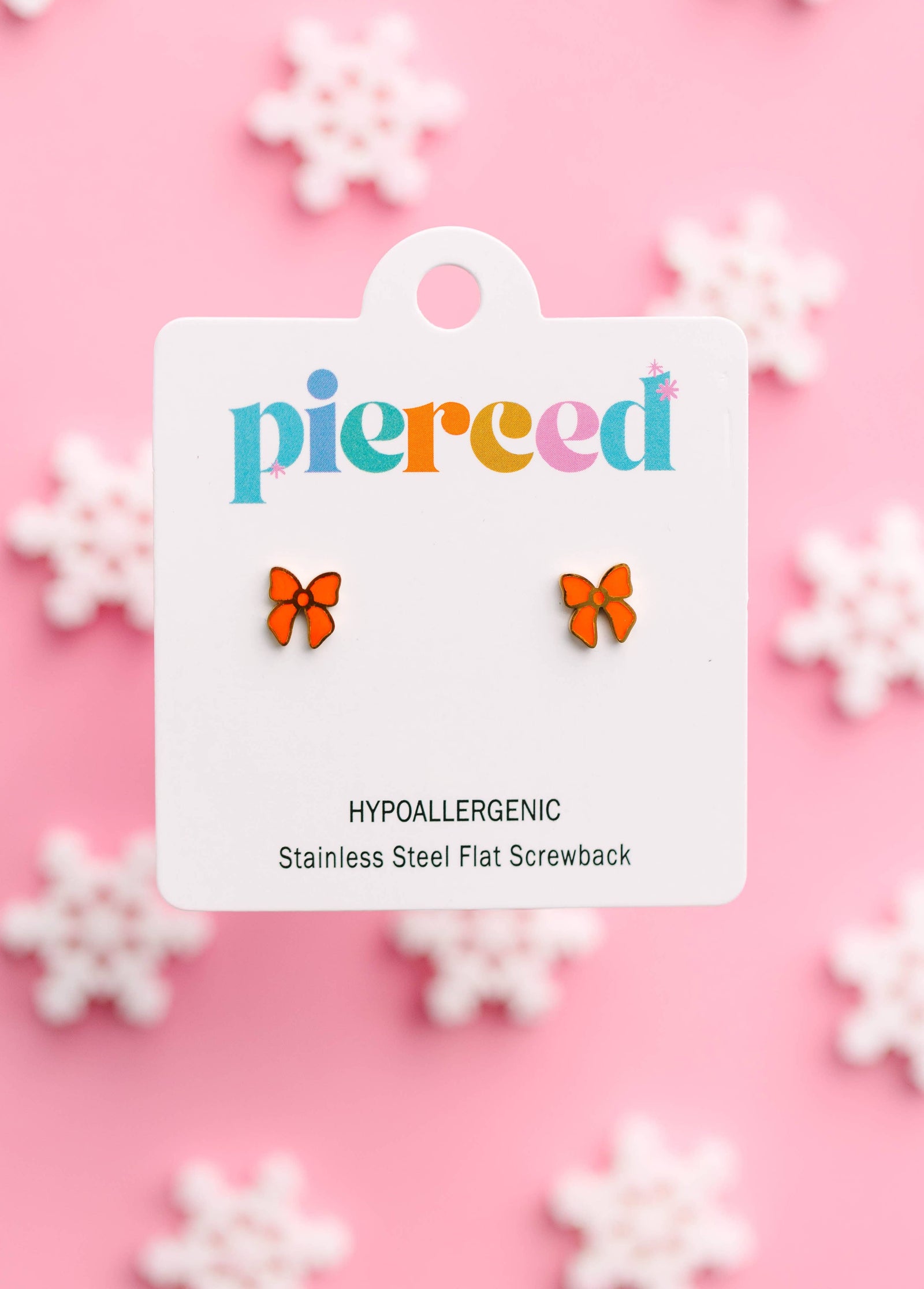 Pierced Co. Red Bow Screwback Earrings