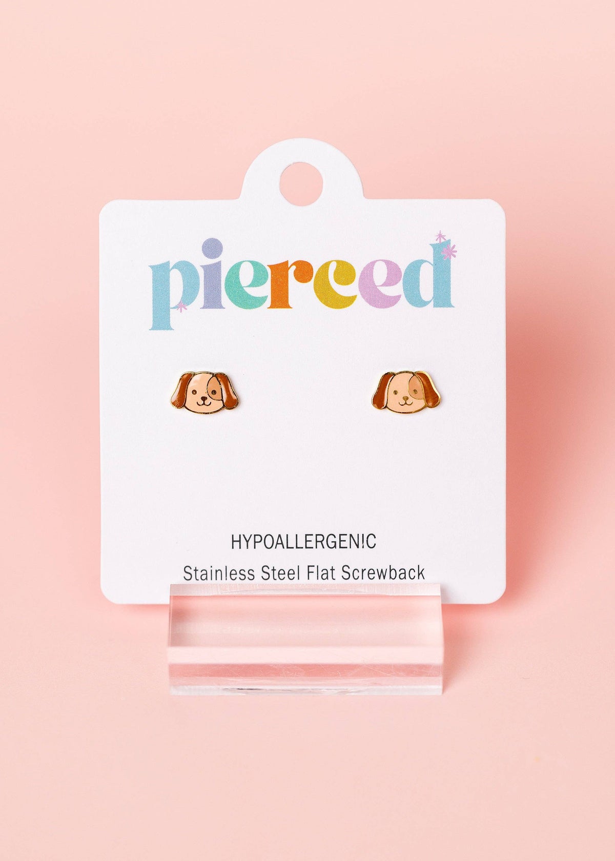 Pierced Co  Brown Dog Screwback Earrings