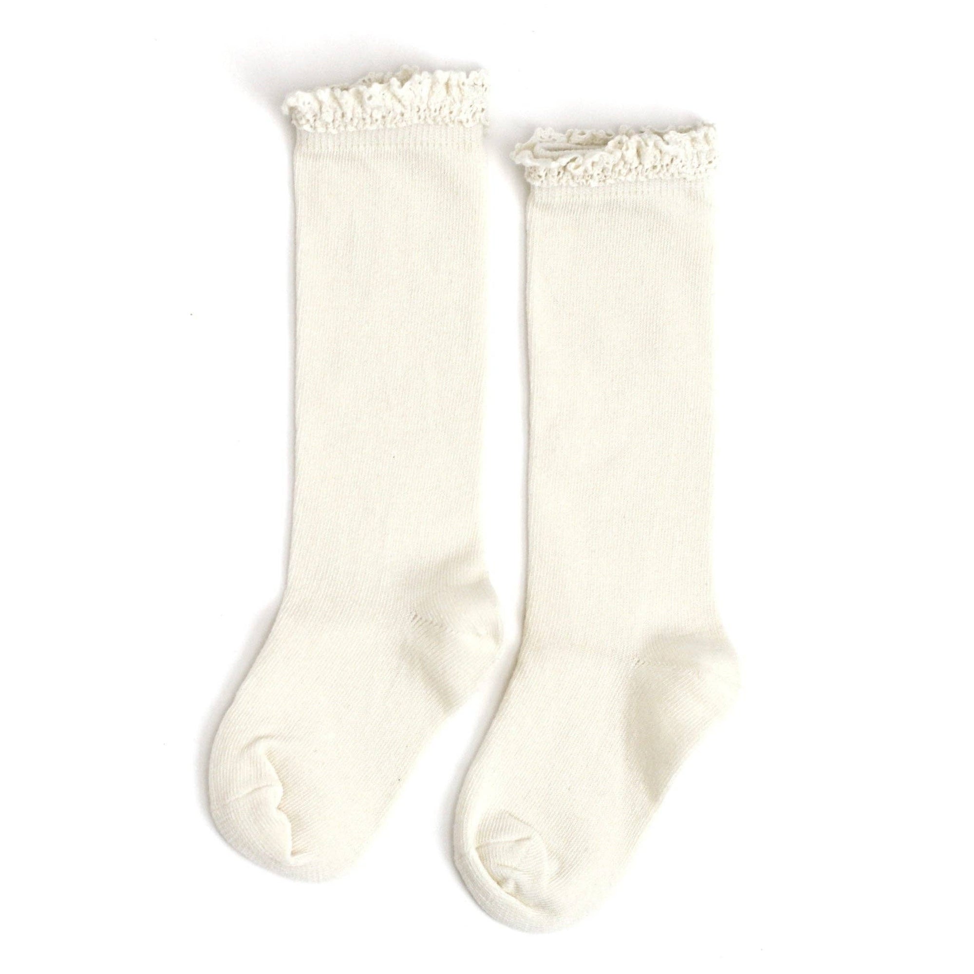 Little Stocking Co. Lace Top Knee High Socks | Ivory