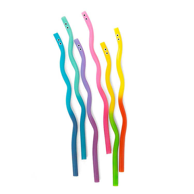 Kikkerland Kidoki WigglyWorm Color Changing  Straws