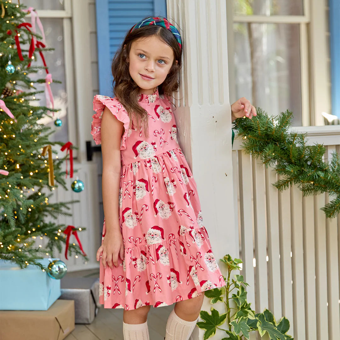 Pink Chicken Girls' Jennifer Dress | Pink Candy Cane Santa