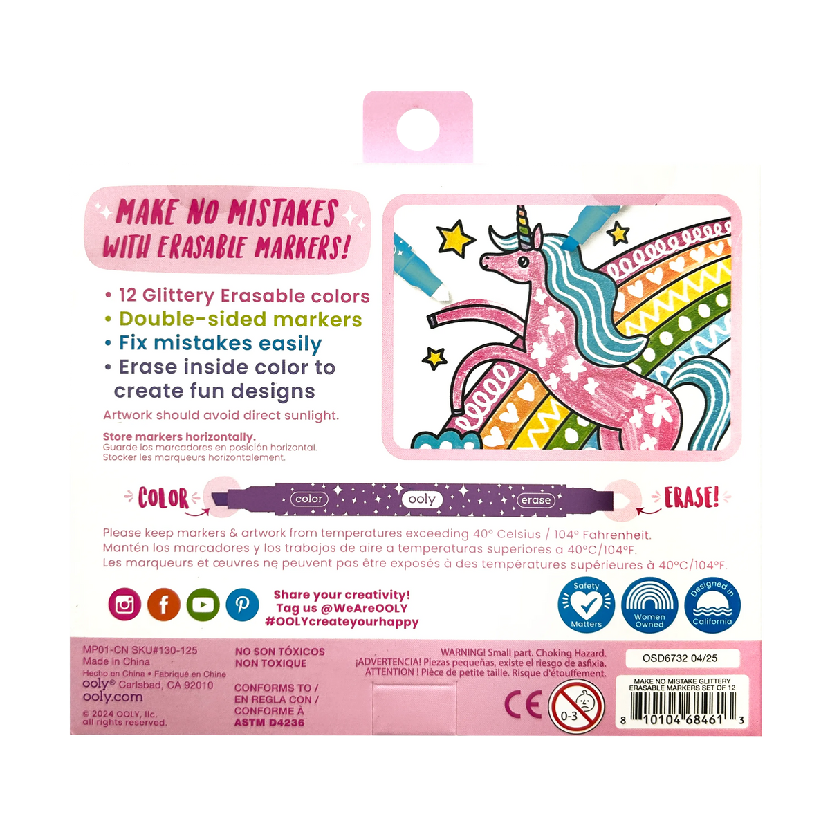 OOLY Make no Mistake! Glittery Erasable Markers | Set of 12