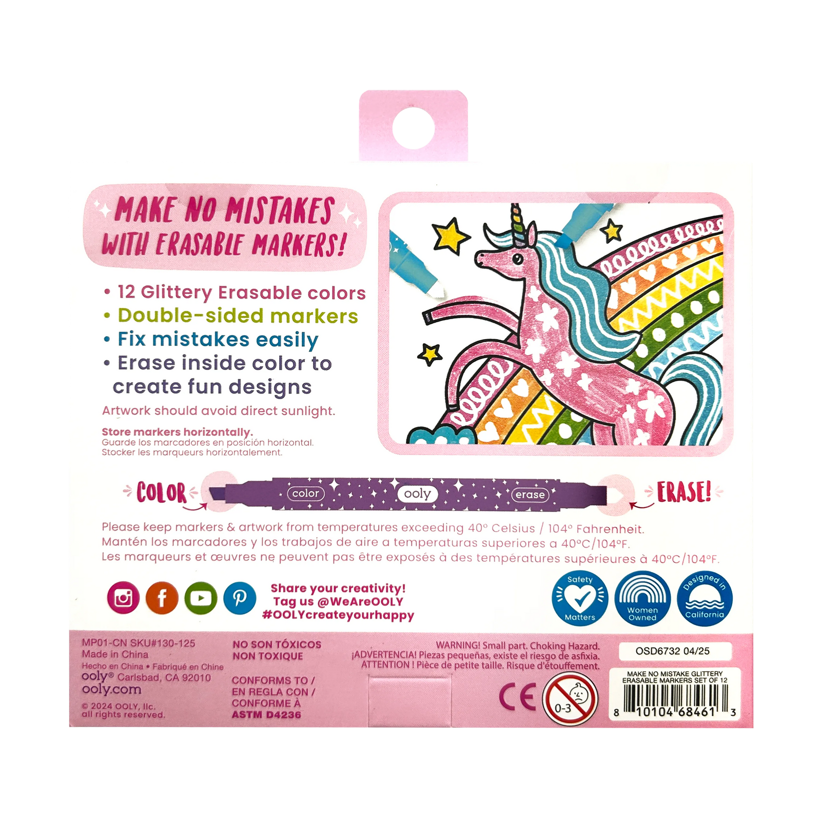 OOLY Make no Mistake! Glittery Erasable Markers | Set of 12