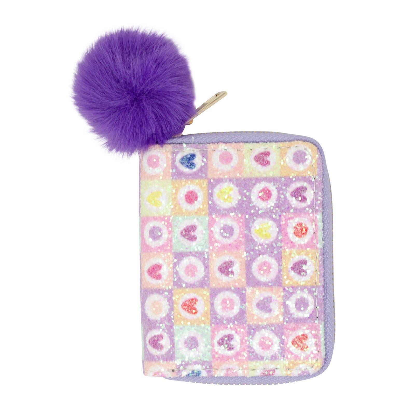 Glitter Hearts Wallet | Purple