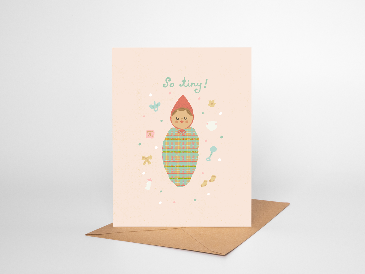 'So Tiny' Swaddled Baby Card | Baby Shower Card