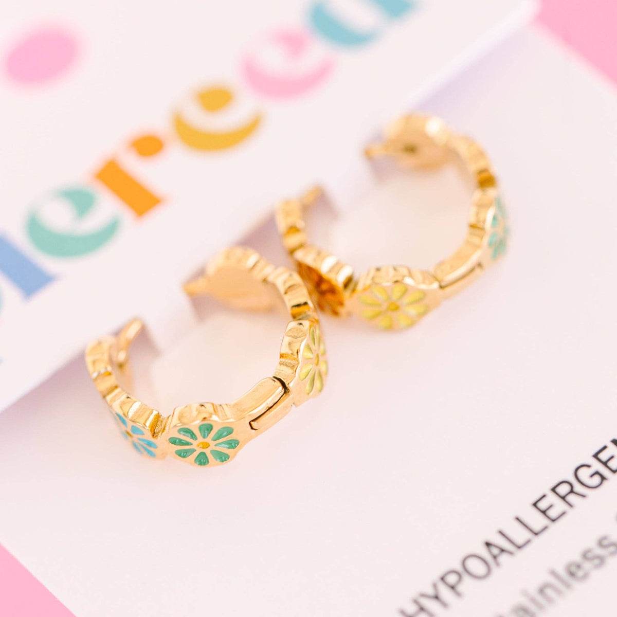 Pierced Co Colorful Daisy Huggies