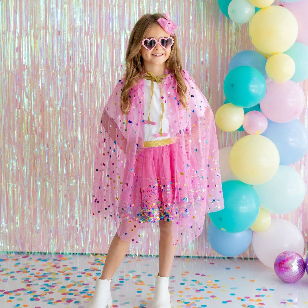 Raspberry Confetti Cape | Kids Dress Up Cape