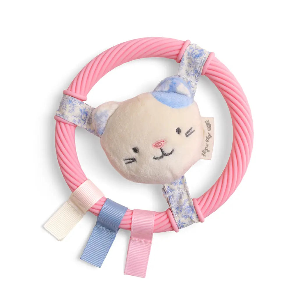 Itzy Ritzy  Itzy Ring Pal Teething Ring with Plush Character | Pink Kitty
