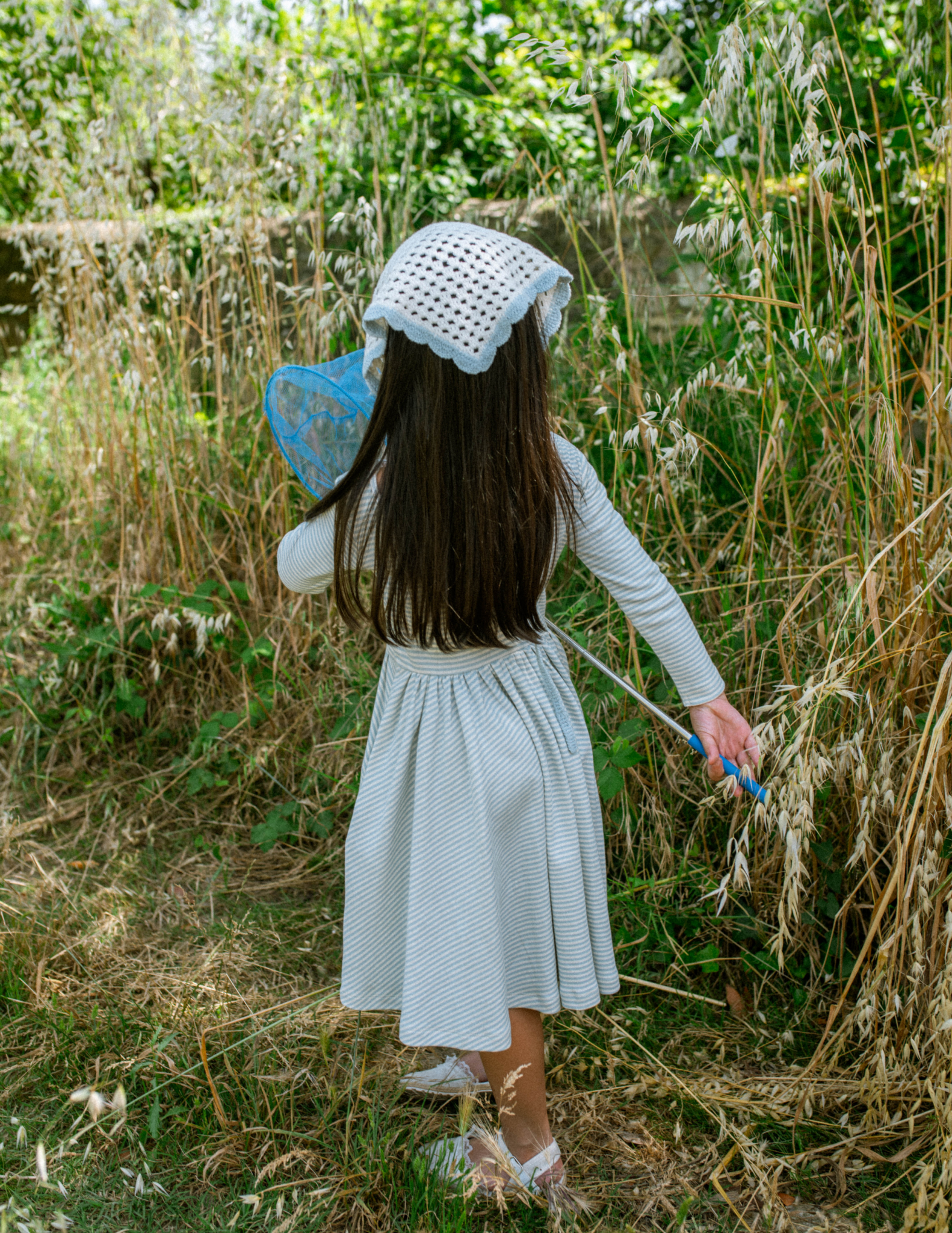Good Apples Kids Twirl Dress | Horizontal Blue Stripes
