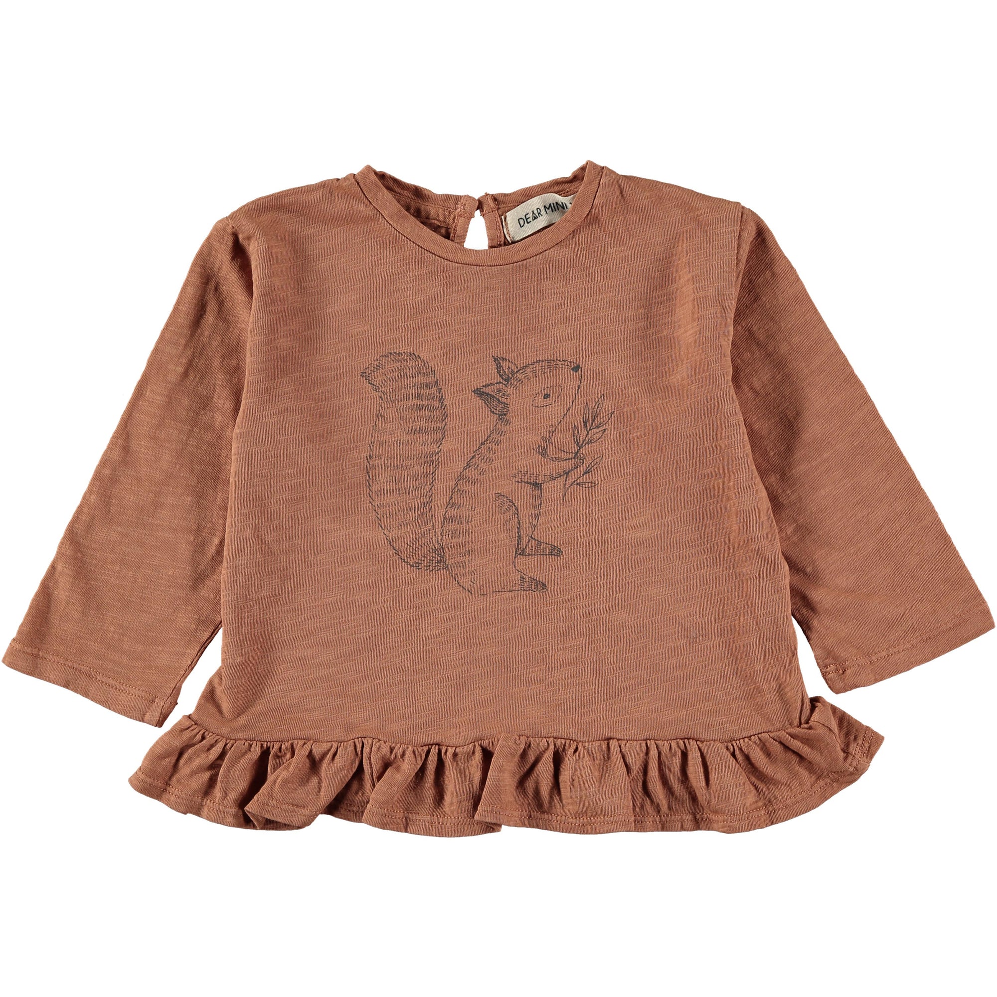 Dear Mini Squirrel Long Sleeve Squirrel T-Shirt | Clay