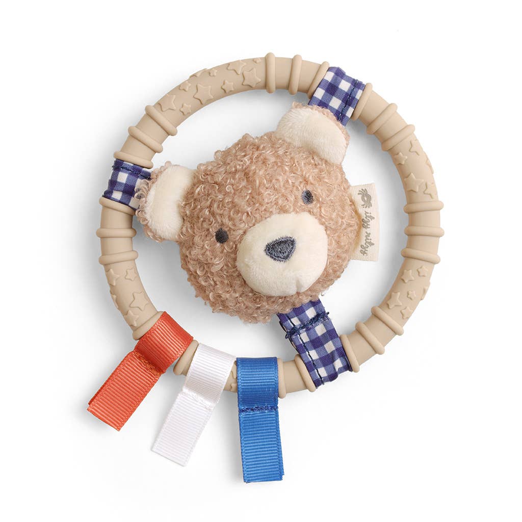 Itzy Ritzy  Itzy Ring Pal Teething Ring with Plush Character | Taupe Bear