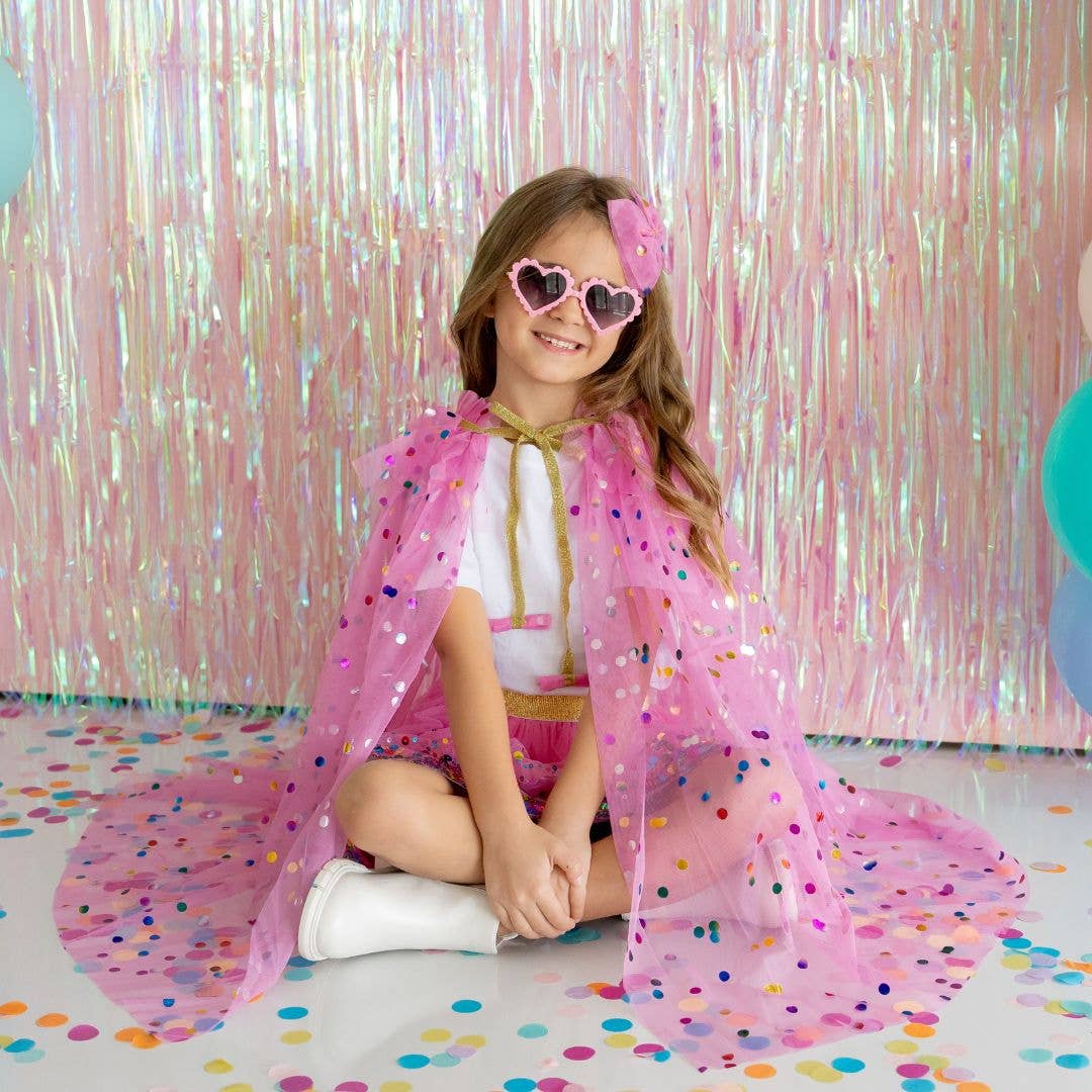 Raspberry Confetti Cape | Kids Dress Up Cape