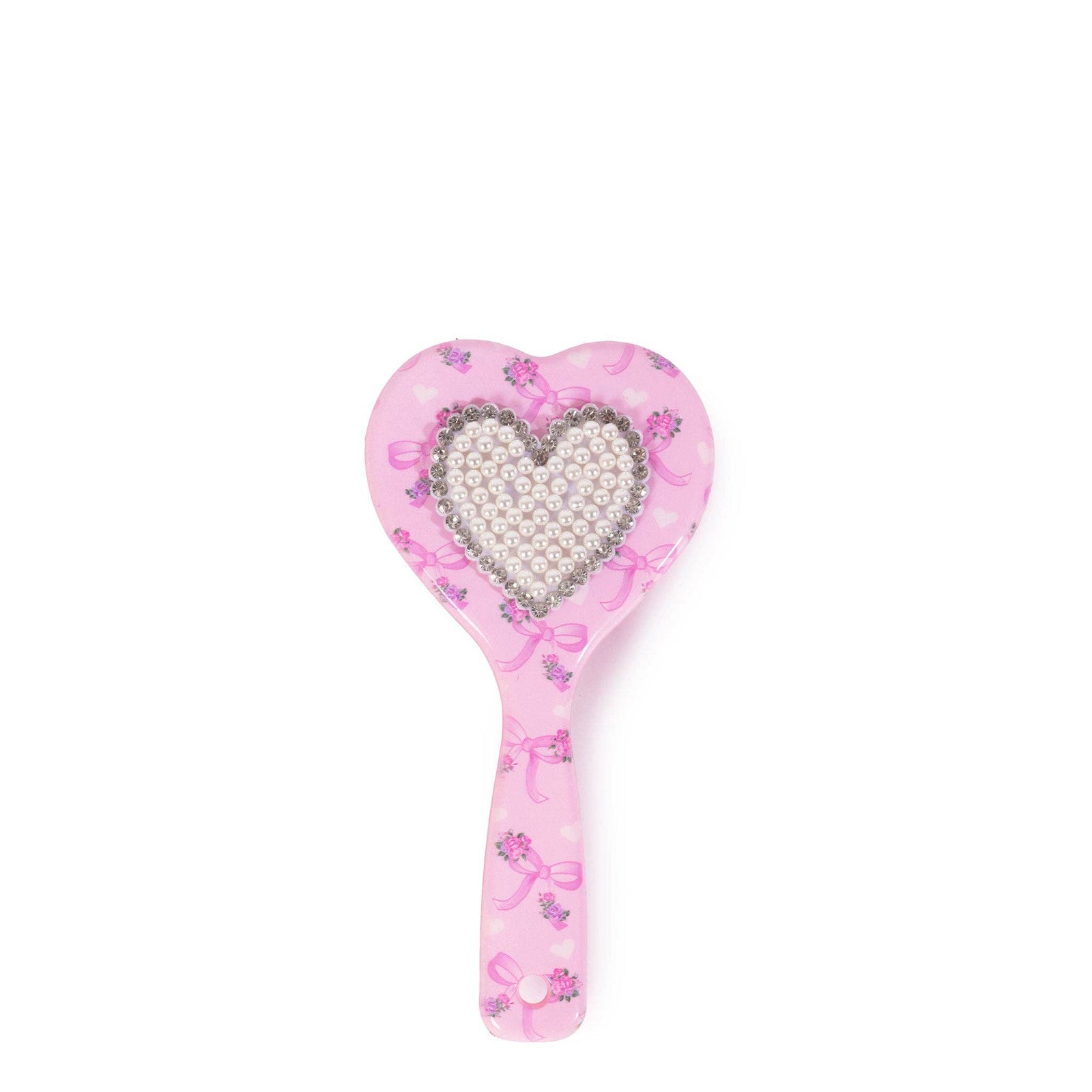 OMG Accessories Heart Bow Printed Heart Shaped Hairbrush