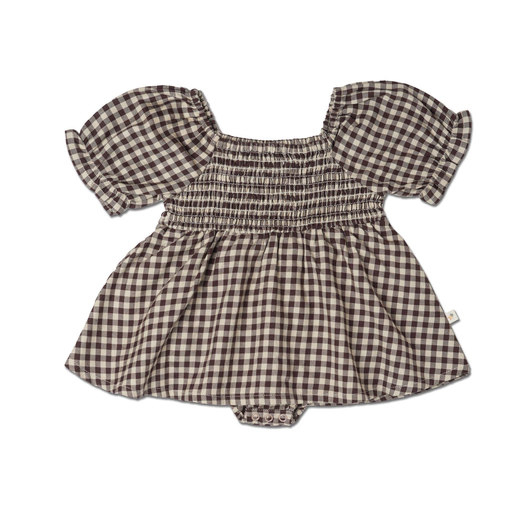 Makemake Organics Organic Smocked Dress | Gingham Checks