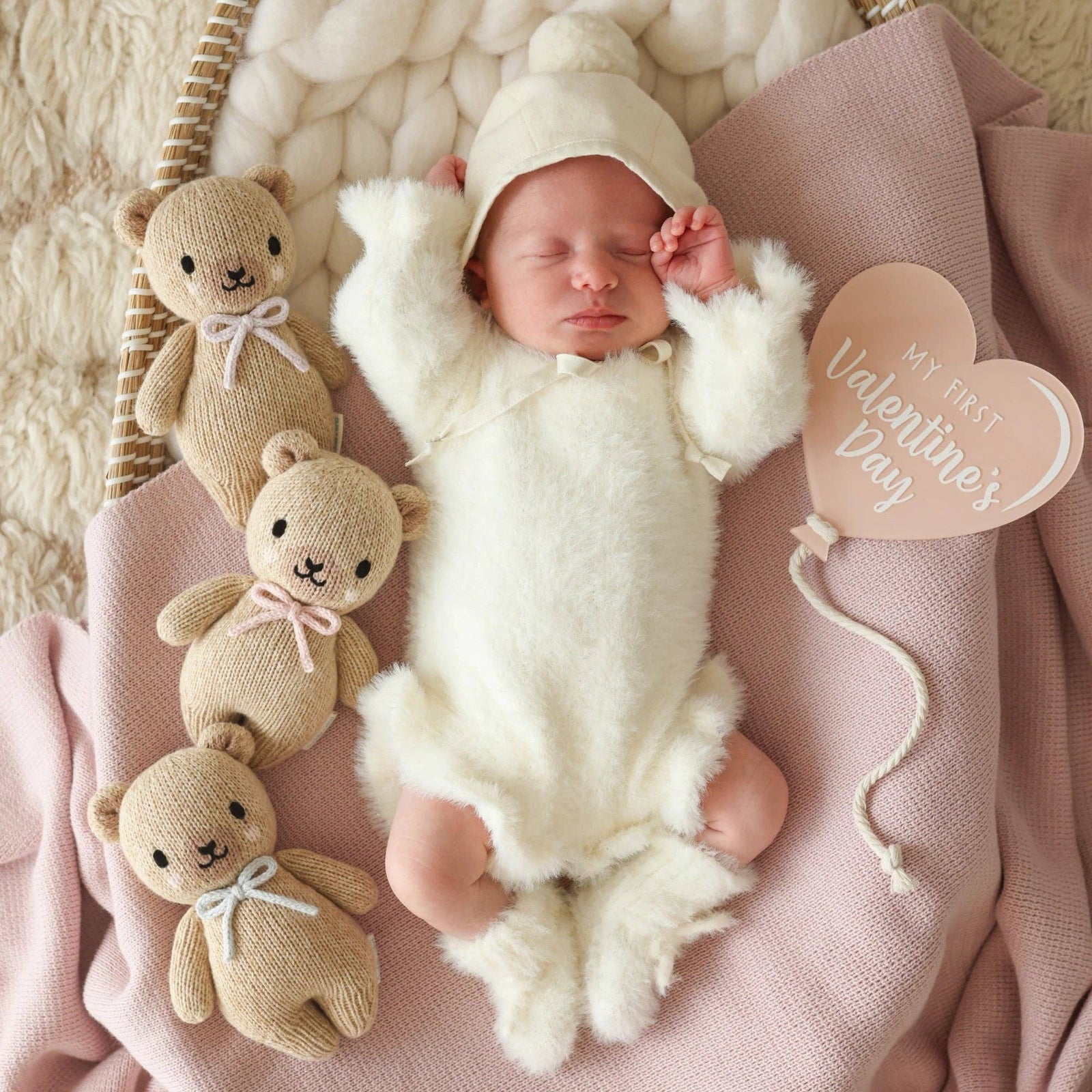 cuddle+kind Baby Honey Bear | Blush  Bow